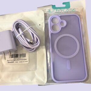 APPLE iPHONE 17 LAVENDER COVER AND CHARGER